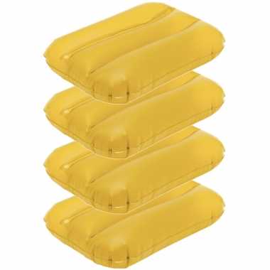 4x opblaasbare kussentjes geel 28 x 19 cm