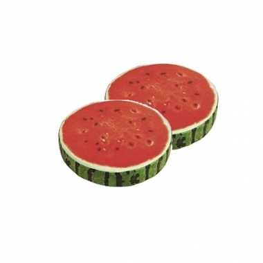 4x stuks watermeloen decoratie kussen 38 cm