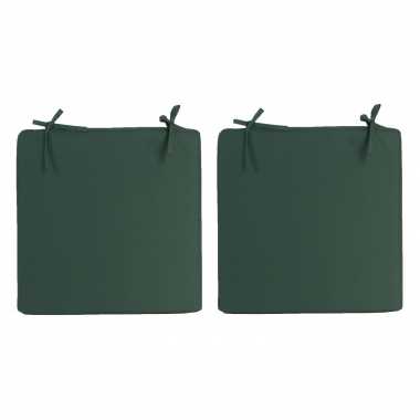 6x stoelkussens voor binnen en buiten in de kleur donkergroen 40 x 40 cm tuinkussens voor buitenstoe