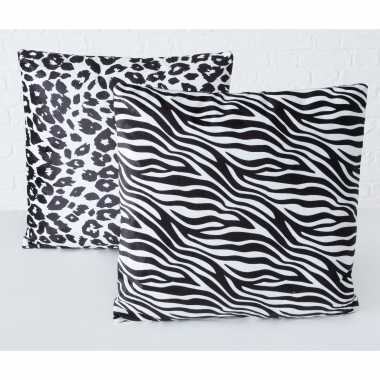 Bank kussentjes zebra en luipaard woondecoratie cadeau 45 x 45 cm