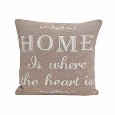 Bankkussentje beige home is where the heart is 45cm