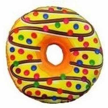 Decoratie kussentje donut geel 38 cm