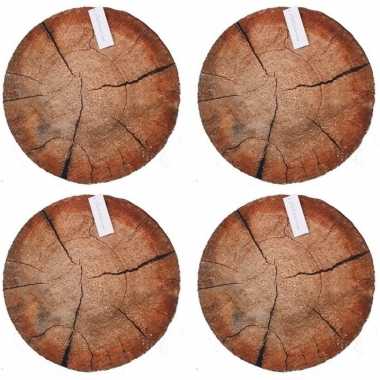 Set van 10x stuks beuk boomstronk/boomstam zitkussens 40 cm