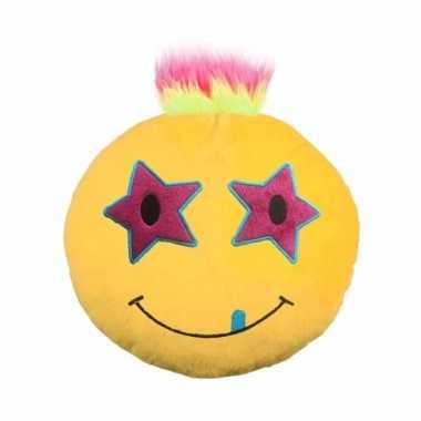 Sierkussen emoticon sterren met kuif 35 cm