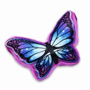 Sierkussen in vlindervorm paars blauw 50 cm