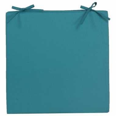 Stoelkussens voor binnen en buiten in de kleur petrol blauw 40 x 40 cm