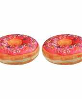 2x sprinkels donut kussens roze 40 cm