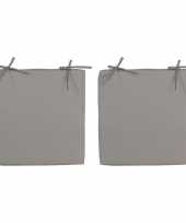 2x stoelkussens voor binnen en buiten in de kleur grijs 40 x 40 cm