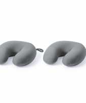 2x vakantie kussens grijs 30 cm met ophang lus
