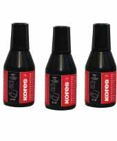 3x flesjes zwarte stempelkussen inkt 27 ml
