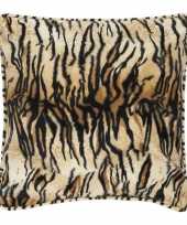 3x fluwelen kussen met tijgerprint 47 x 47 cm