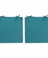 4x stoelkussens voor binnen en buiten in de kleur petrol blauw 40 x 40 cm tuinkussens voor buitensto