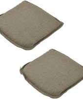 4x stoelkussens zitkussens bruin boston 46 x 47 cm