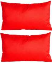 4x stuks bank sier kussens voor binnen en buiten in de kleur rood 30 x 50 cm tuinkussens voor buiten