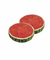 4x stuks watermeloen decoratie kussen 38 cm