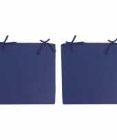 6x stoelkussens voor binnen en buiten in de kleur donkerblauw 40 x 40 cm tuinkussens voor buitenstoe