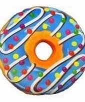 Decoratie kussentje donut blauw 38 cm
