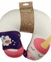 Eenhoorn vliegtuig auto kussen met slaapmasker voor kids