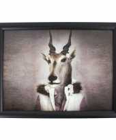 Schootkussen laptray zwart met mr antilope print 33 x 43 cm